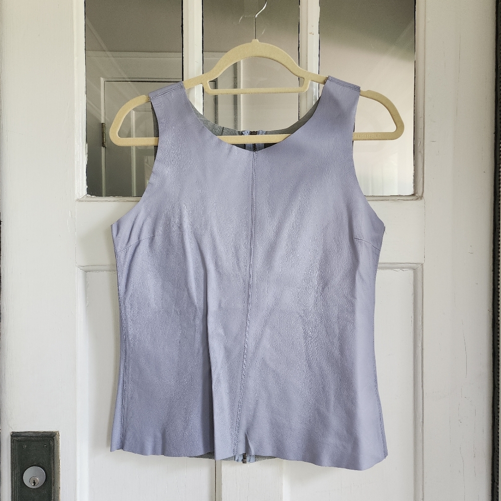 Elegant Lavender Lamb Leather Sleeveless Top